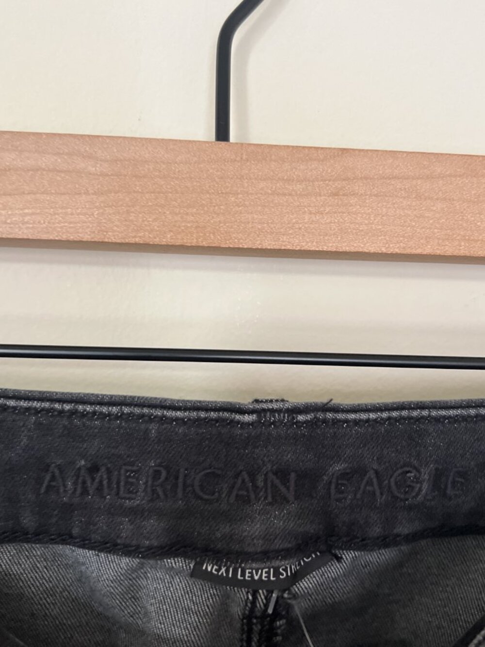 NWT American Eagle Charcoal Wash Curvy Super High Rise Flare Jeans - Picture 4 of 7